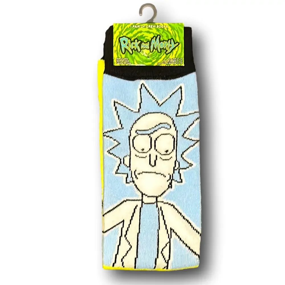 3/$20 Rick & Morty Adult Swim Cartoon Funny Novelty Crew Socks - NWT